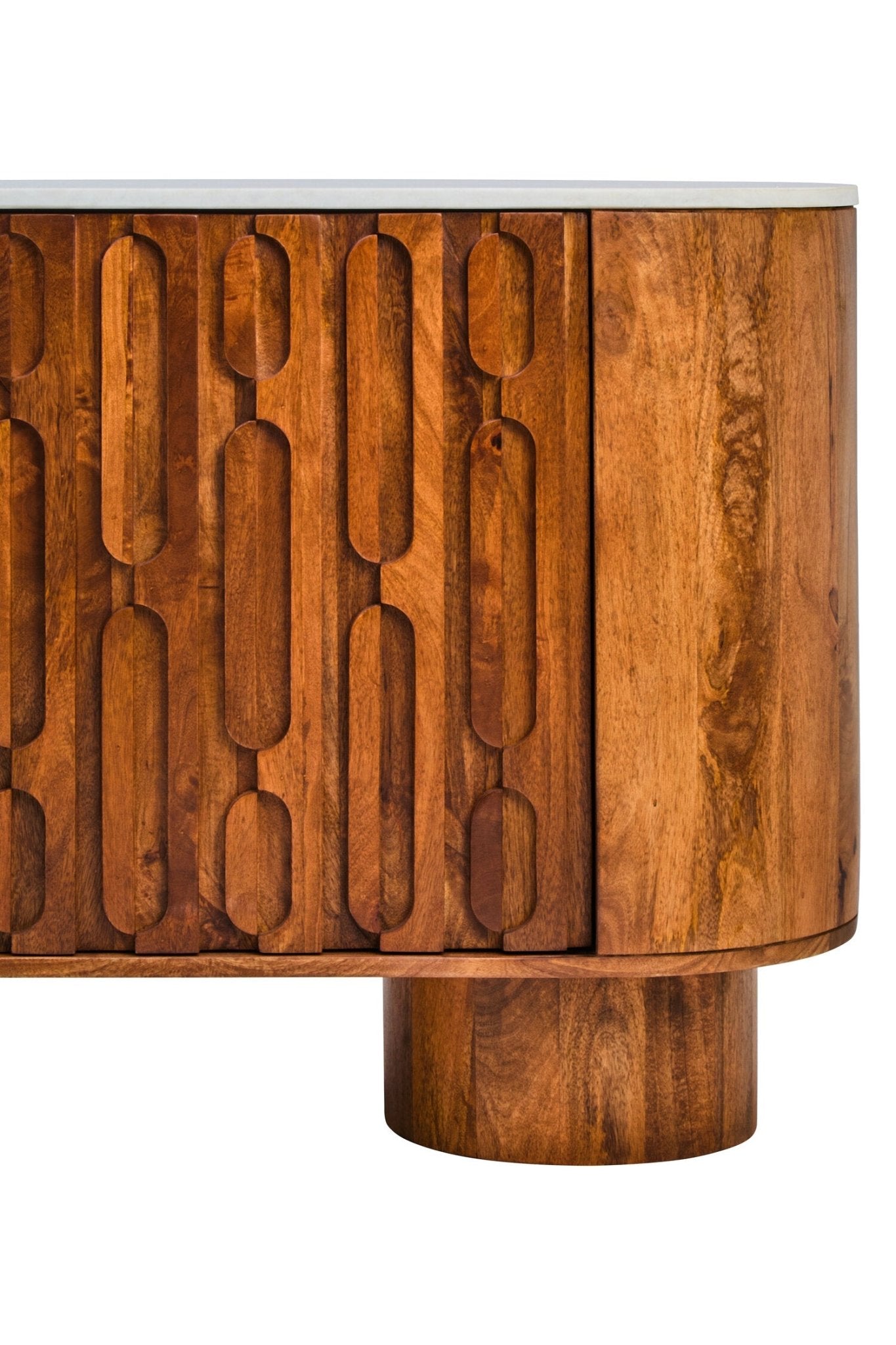 Torcino Marble and Carved Mango Wood Two Door Sideboard | Luxury Home Accessories | Heulog Glow