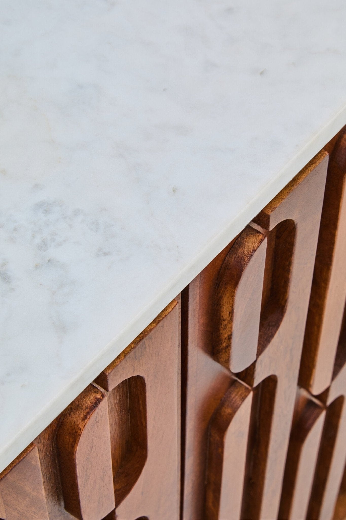 Torcino Marble and Carved Mango Wood Two Door Sideboard | Luxury Home Accessories | Heulog Glow