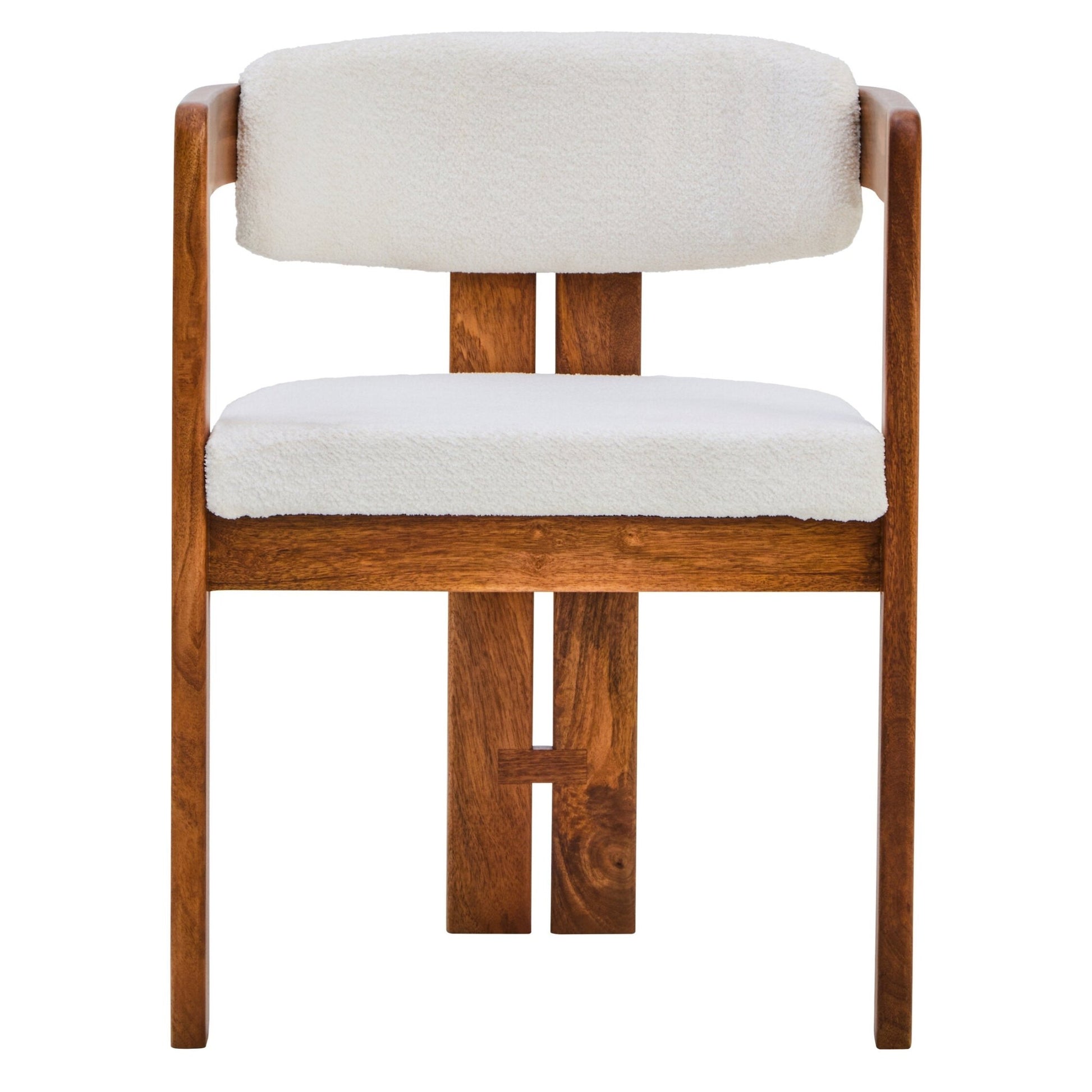 Torello Boucle Fabric and Mango Wood Dining Chair | Luxury Home Accessories | Heulog Glow