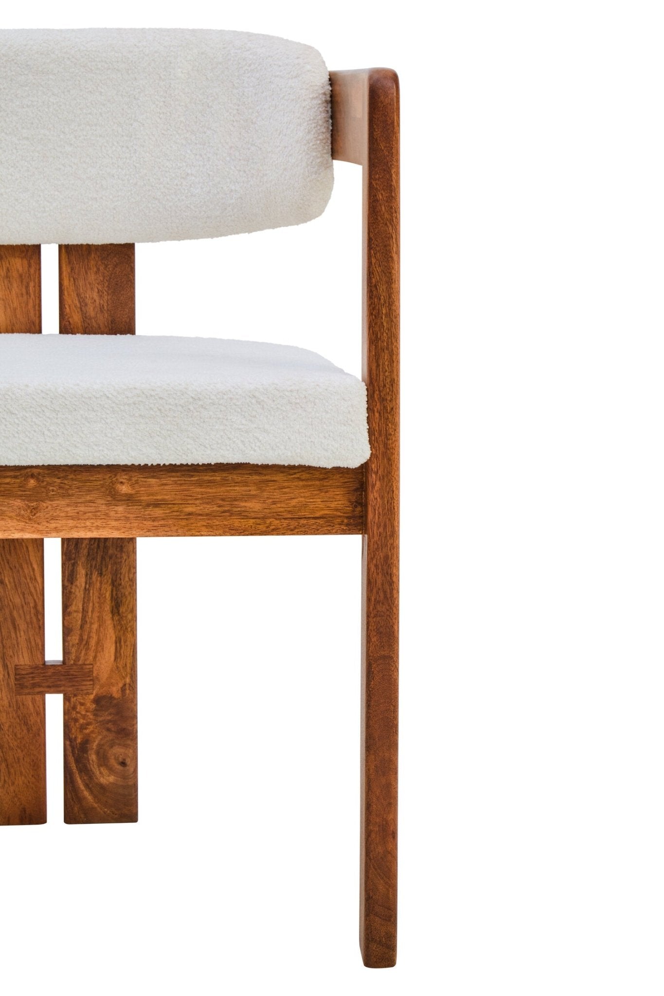 Torello Boucle Fabric and Mango Wood Dining Chair | Luxury Home Accessories | Heulog Glow