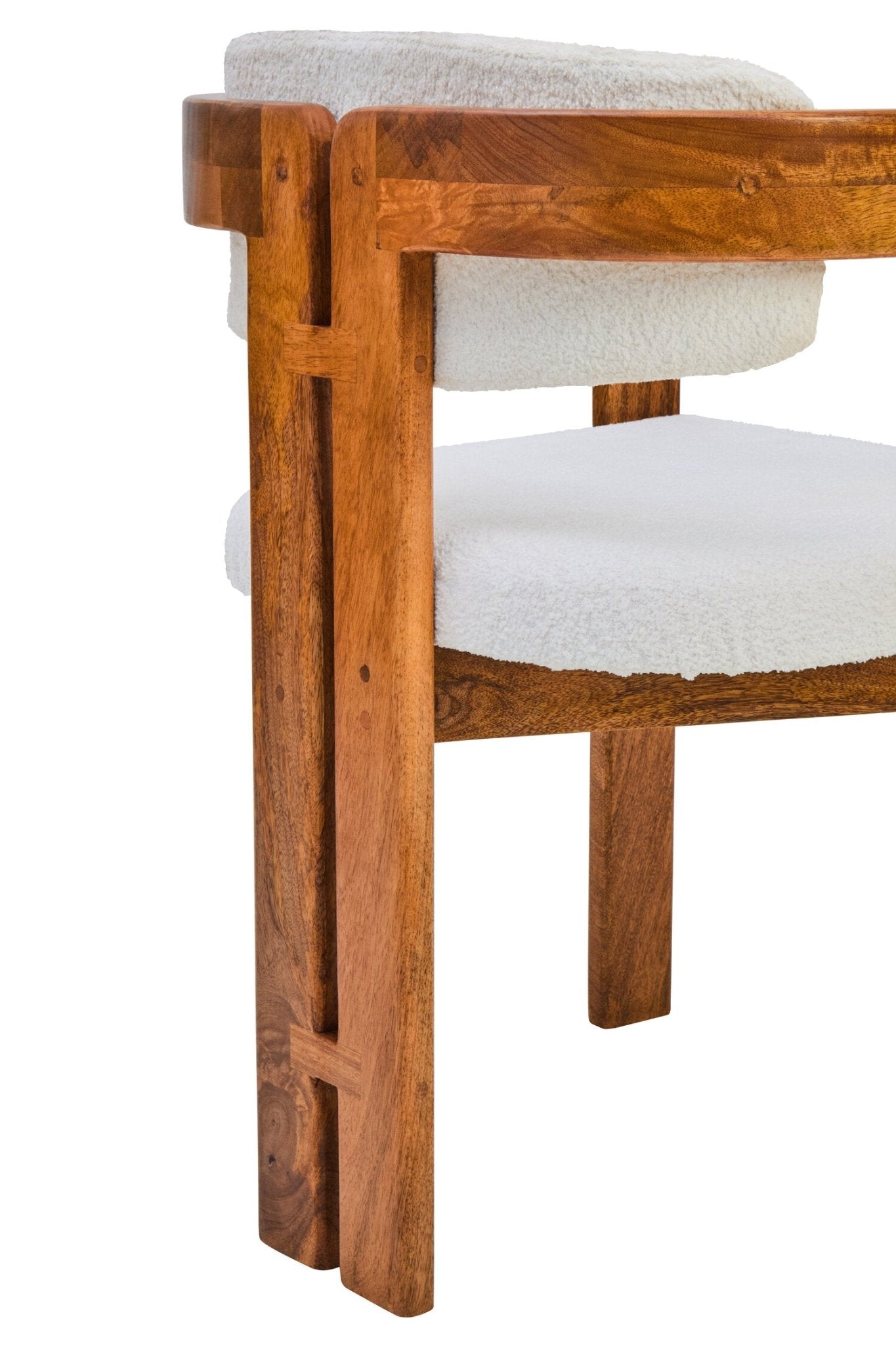 Torello Boucle Fabric and Mango Wood Dining Chair | Luxury Home Accessories | Heulog Glow
