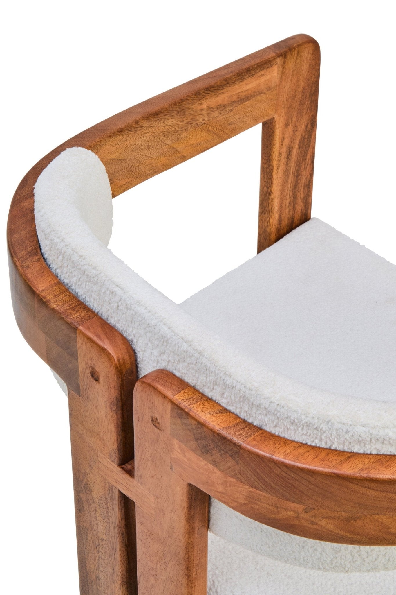 Torello Boucle Fabric and Mango Wood Dining Chair | Luxury Home Accessories | Heulog Glow