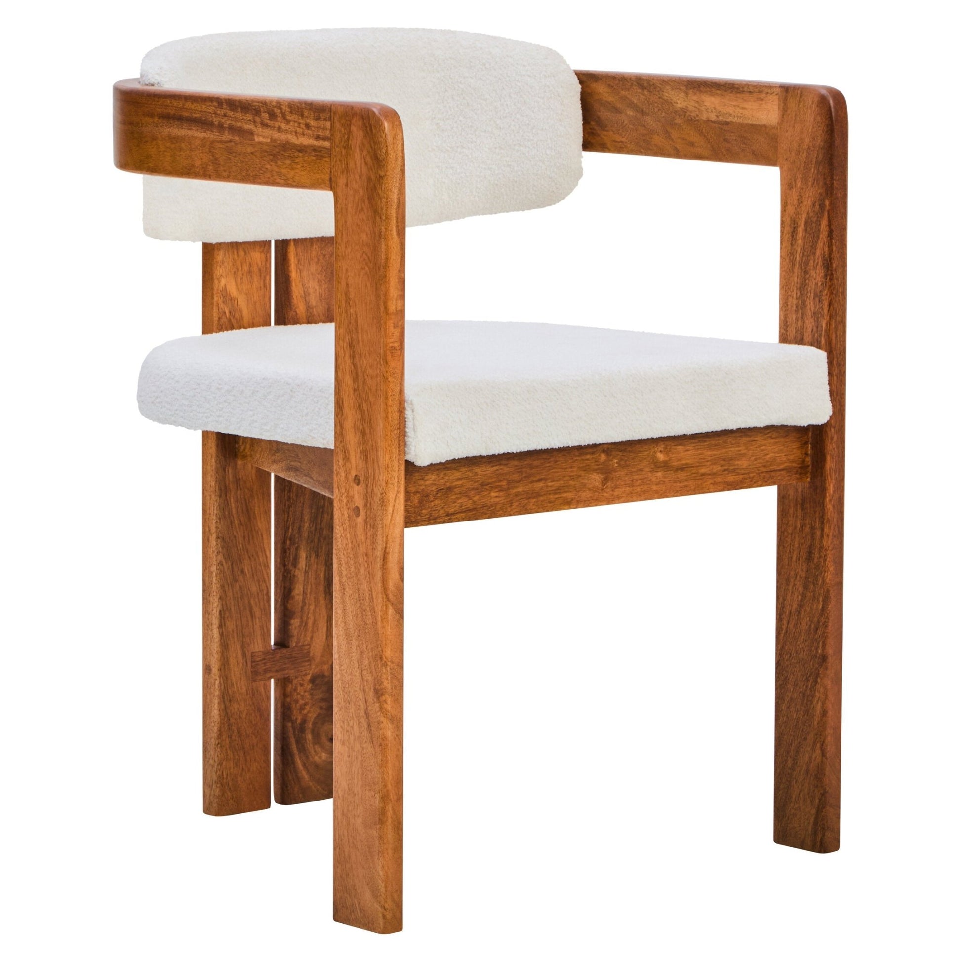 Torello Boucle Fabric and Mango Wood Dining Chair | Luxury Home Accessories | Heulog Glow