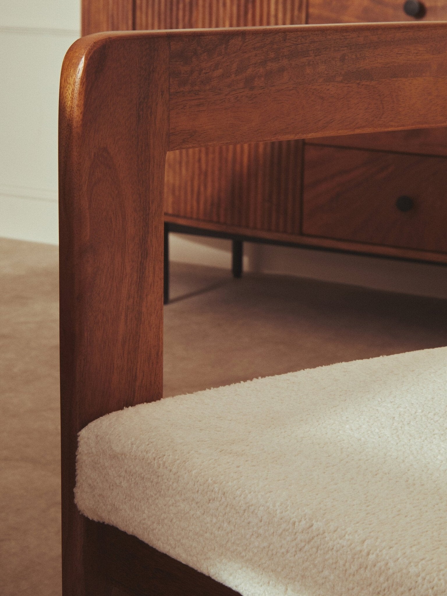 Torello Boucle Fabric and Mango Wood Dining Chair | Luxury Home Accessories | Heulog Glow
