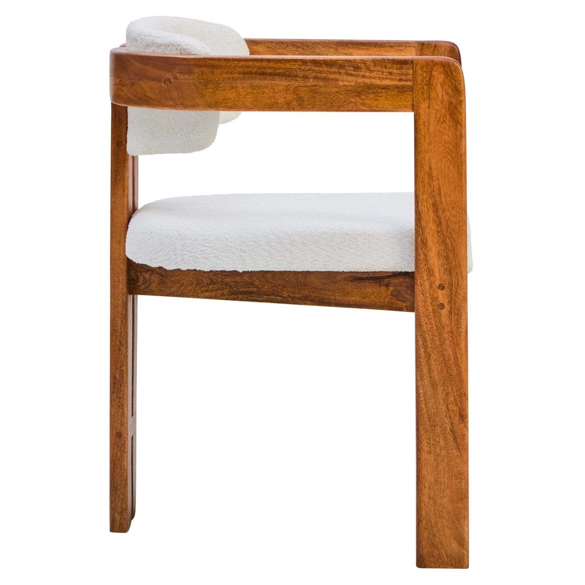 Torello Boucle Fabric and Mango Wood Dining Chair | Luxury Home Accessories | Heulog Glow