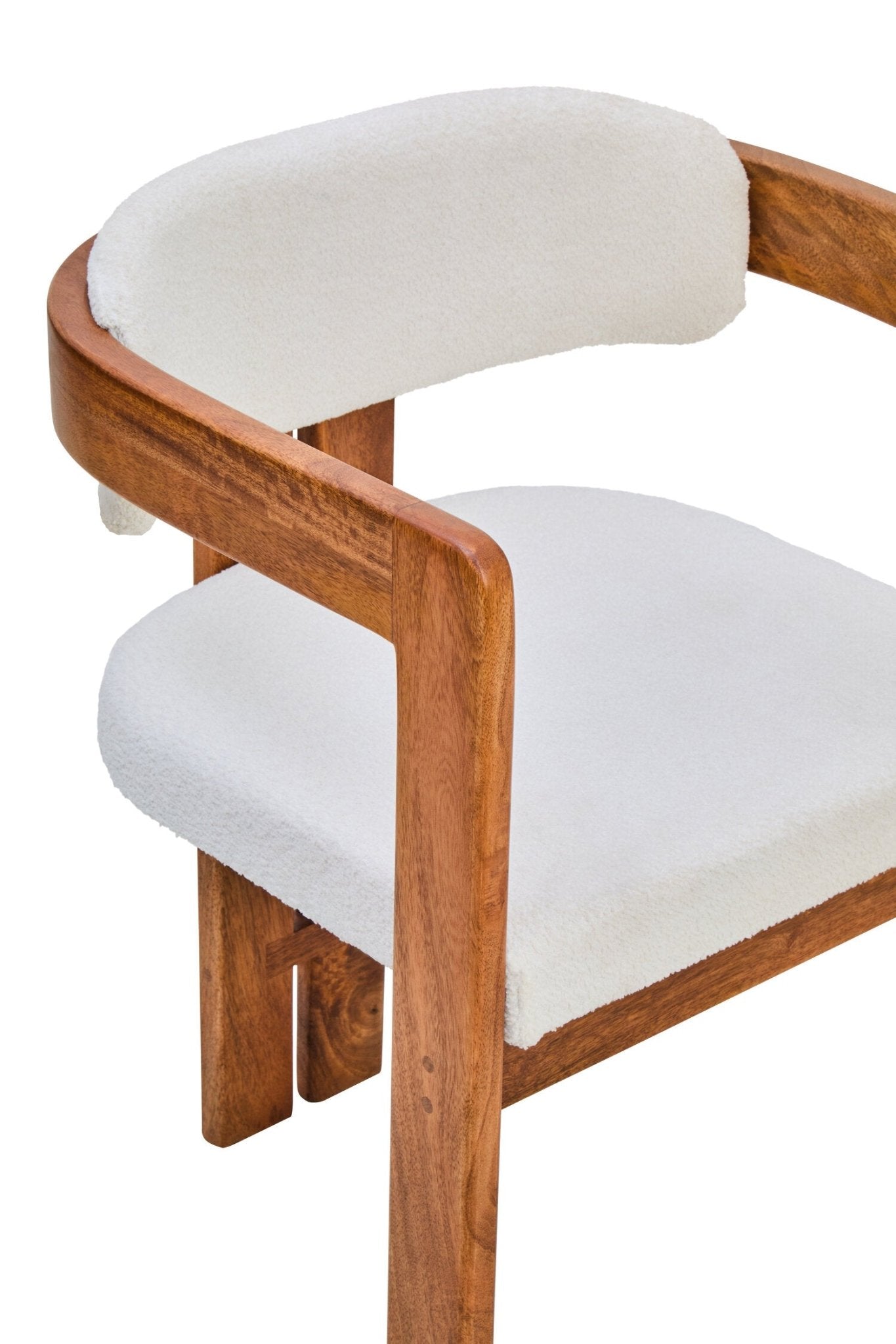 Torello Boucle Fabric and Mango Wood Dining Chair | Luxury Home Accessories | Heulog Glow