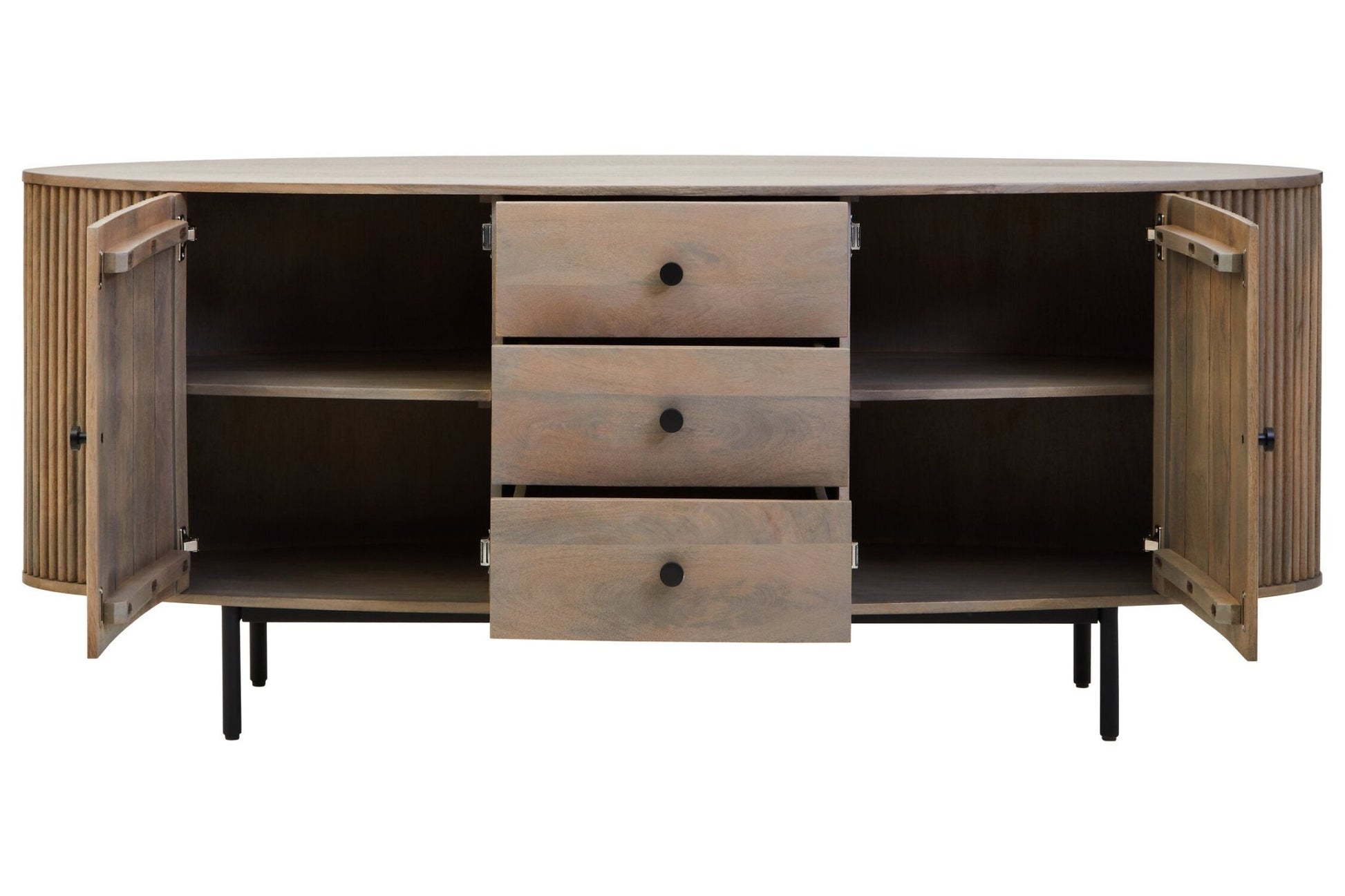 Torello Two Door Three Drawer Grey Mango Wood Sideboard | Luxury Home Accessories | Heulog Glow