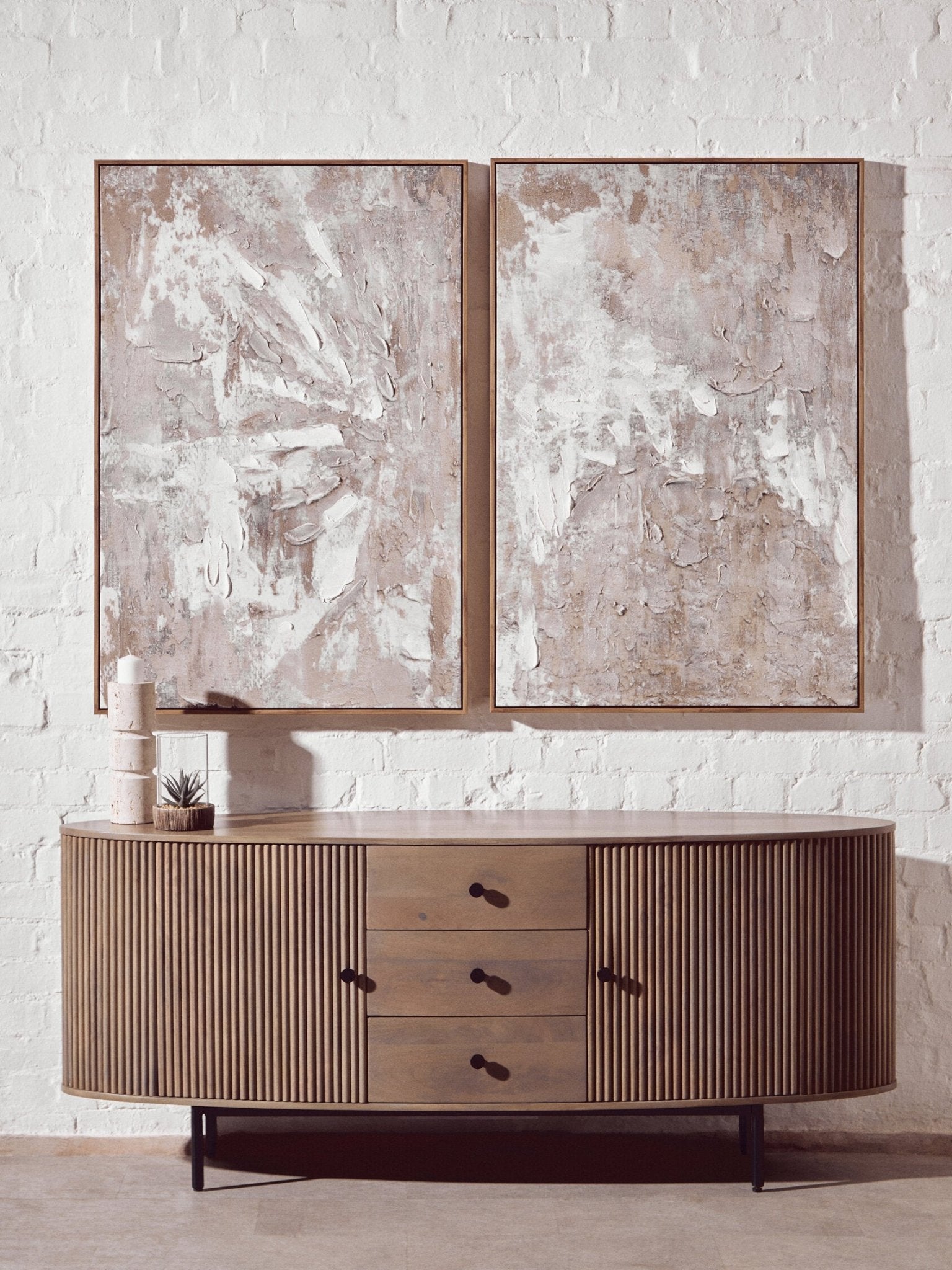 Torello Two Door Three Drawer Grey Mango Wood Sideboard | Luxury Home Accessories | Heulog Glow