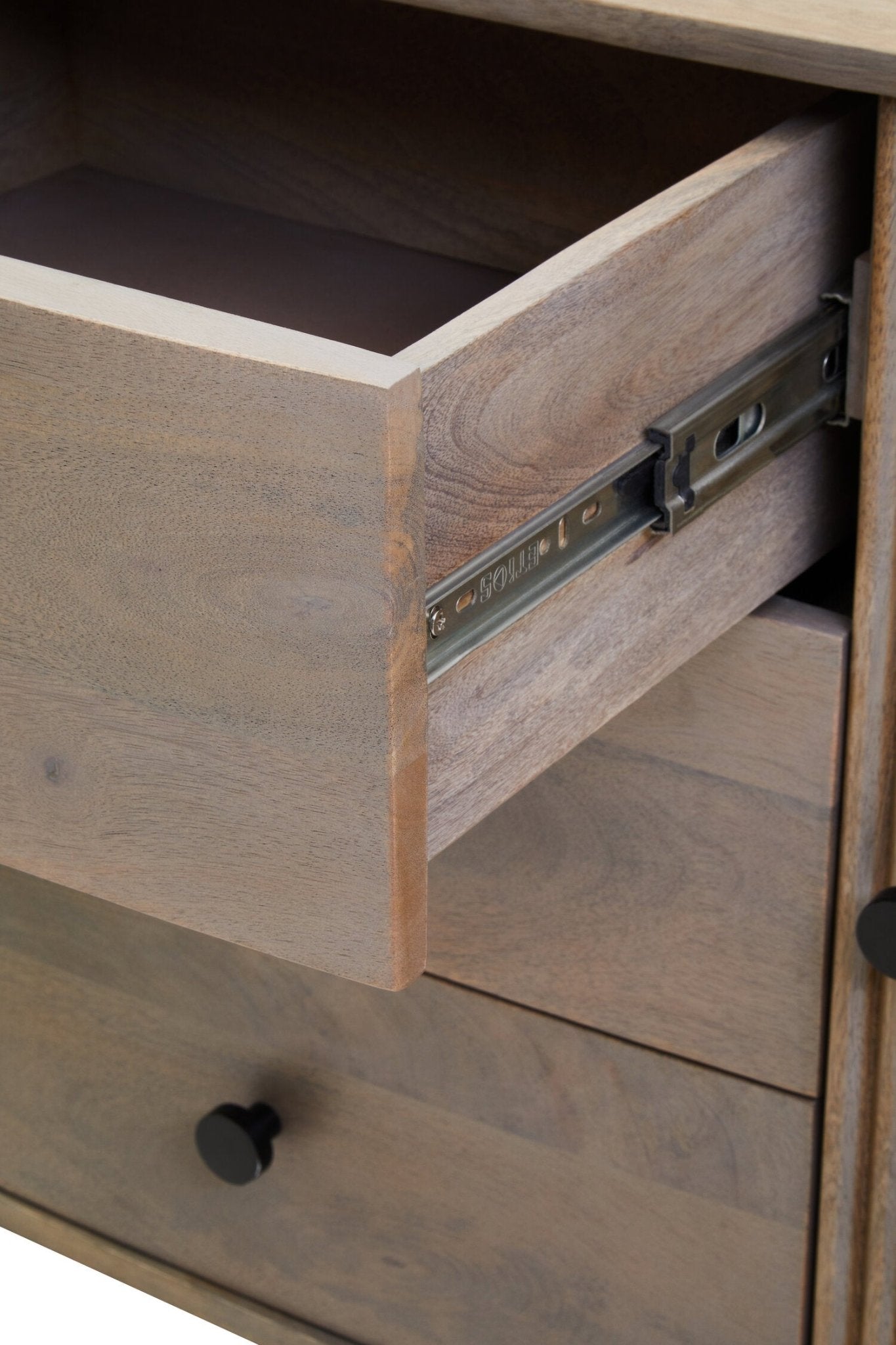 Torello Two Door Three Drawer Grey Mango Wood Sideboard | Luxury Home Accessories | Heulog Glow