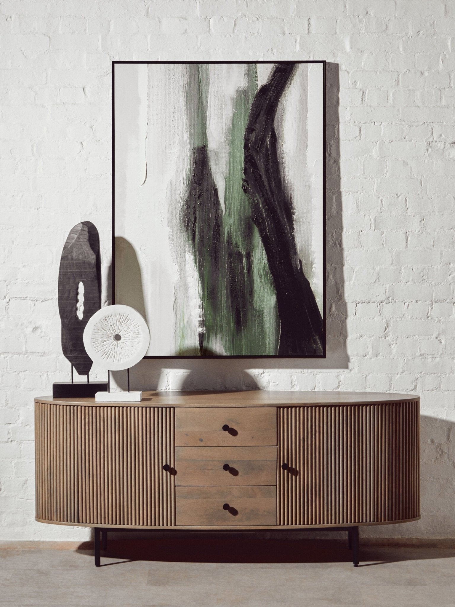 Torello Two Door Three Drawer Grey Mango Wood Sideboard | Luxury Home Accessories | Heulog Glow