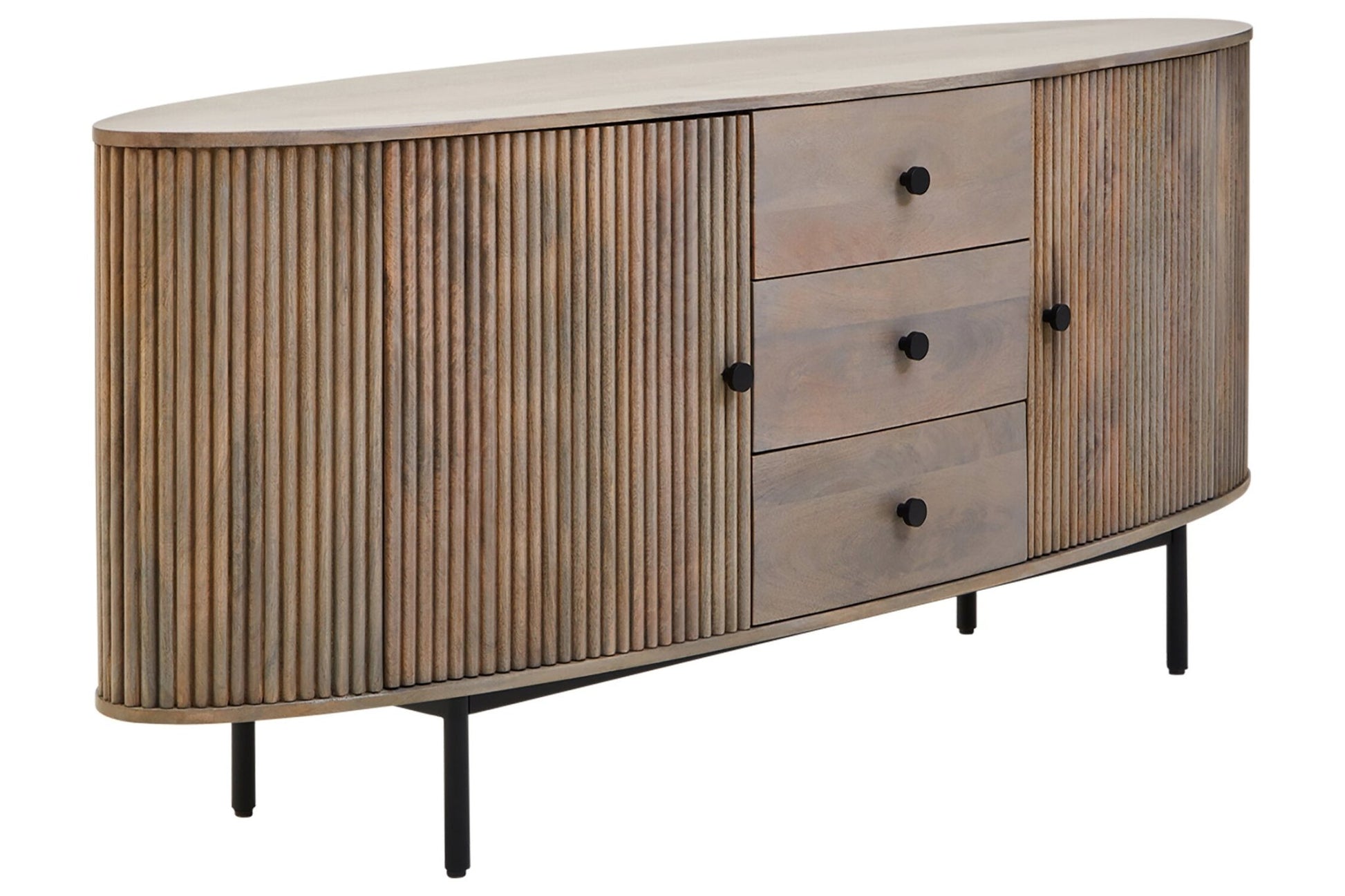 Torello Two Door Three Drawer Grey Mango Wood Sideboard | Luxury Home Accessories | Heulog Glow