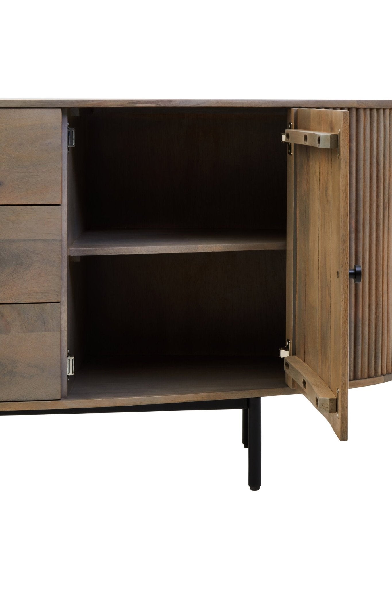 Torello Two Door Three Drawer Grey Mango Wood Sideboard | Luxury Home Accessories | Heulog Glow
