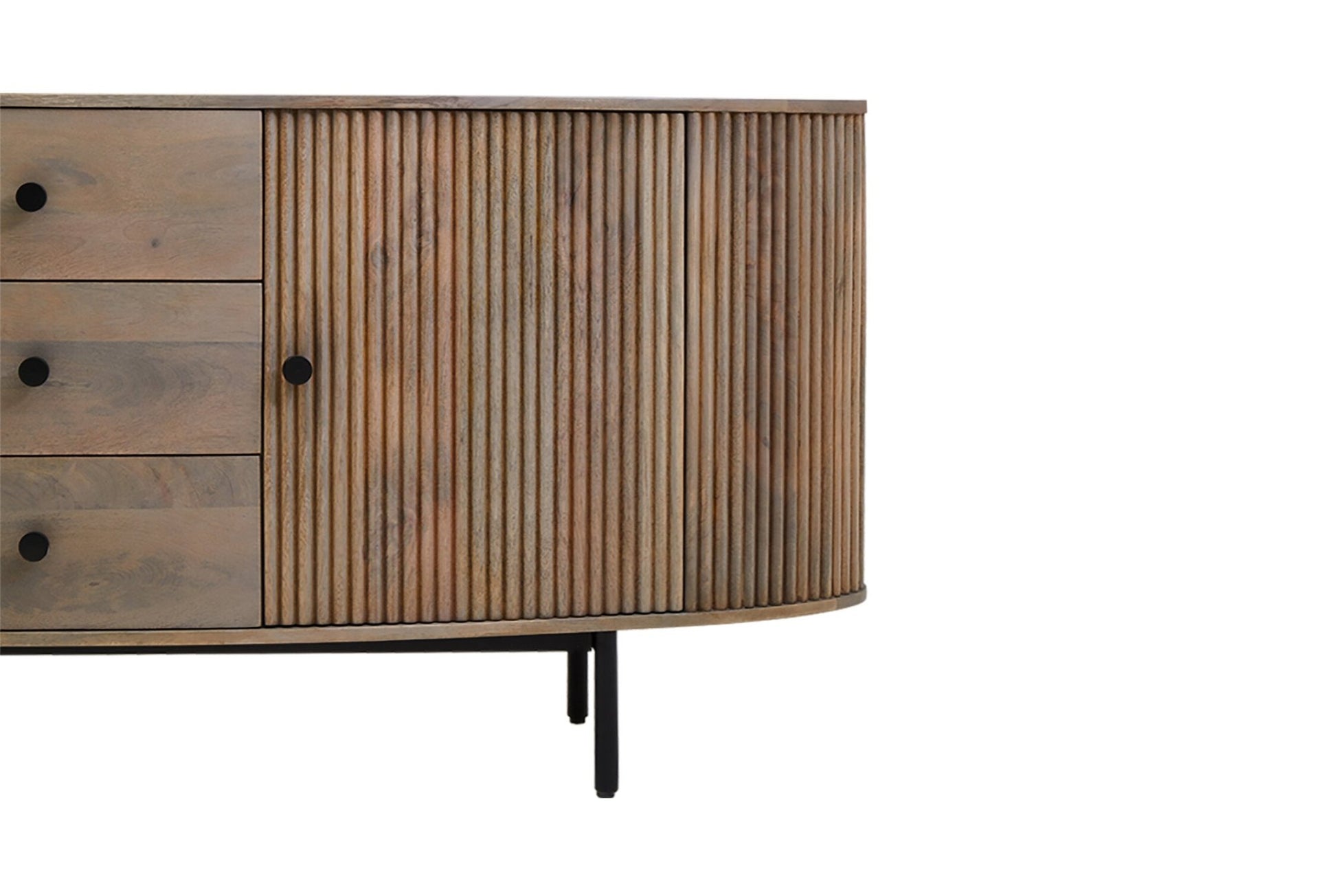 Torello Two Door Three Drawer Grey Mango Wood Sideboard | Luxury Home Accessories | Heulog Glow