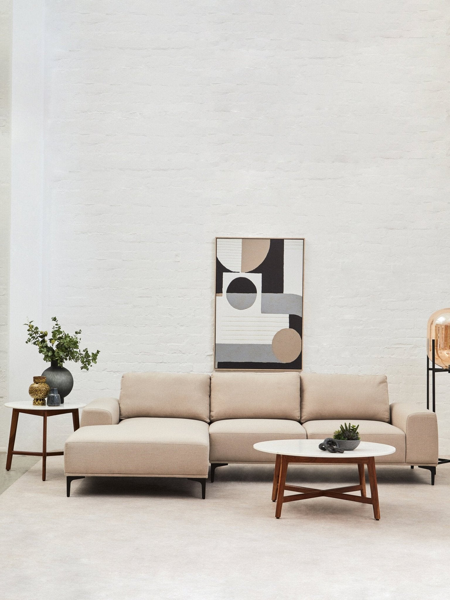 Toulon 3 Seat Grey Fabric Right Chaise Sofa | Luxury Home Accessories | Heulog Glow
