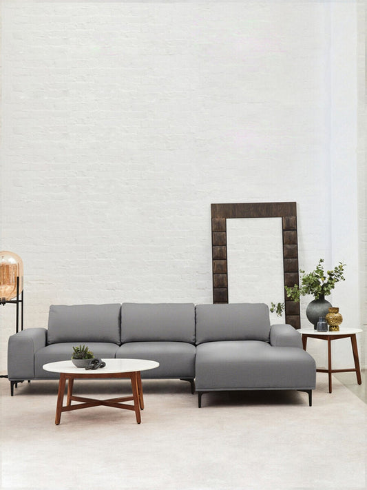 Toulon 3 Seat Grey Fabric Right Chaise Sofa | Luxury Home Accessories | Heulog Glow