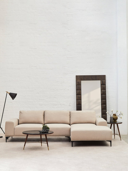 Toulon 3 Seat Natural Fabric Right Chaise Sofa | Luxury Home Accessories | Heulog Glow