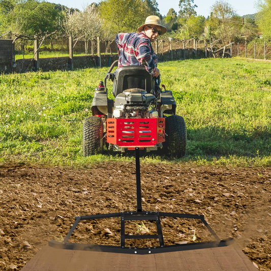 Tow Behind Landscape Leveling Rake with Reinforced Bars-Black