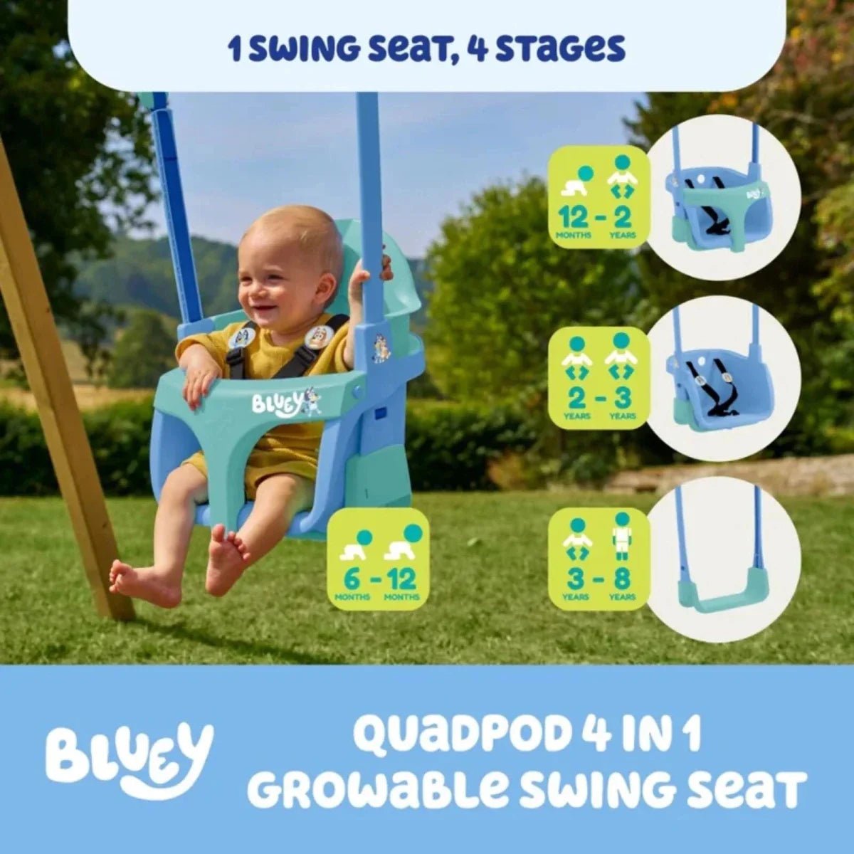 TP Forest Acorn Growable Swing Set with Bluey Quadpod | Luxury Home Accessories | Heulog Glow