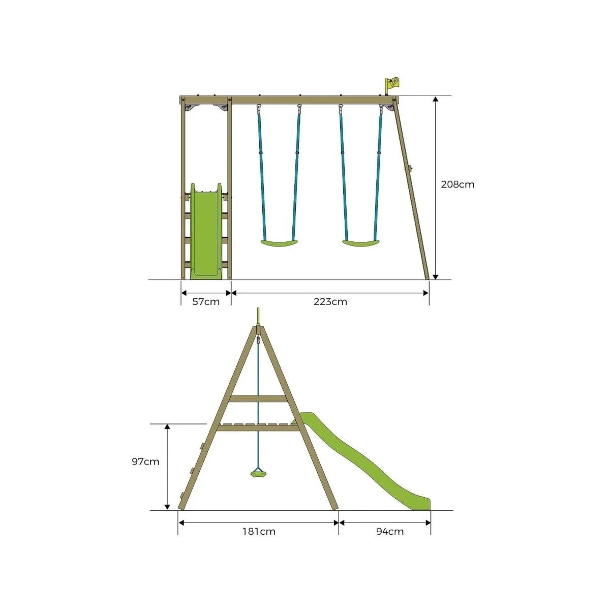 TP Forest Multiplay Wooden Double Swing Set & Slide | Luxury Home Accessories | Heulog Glow