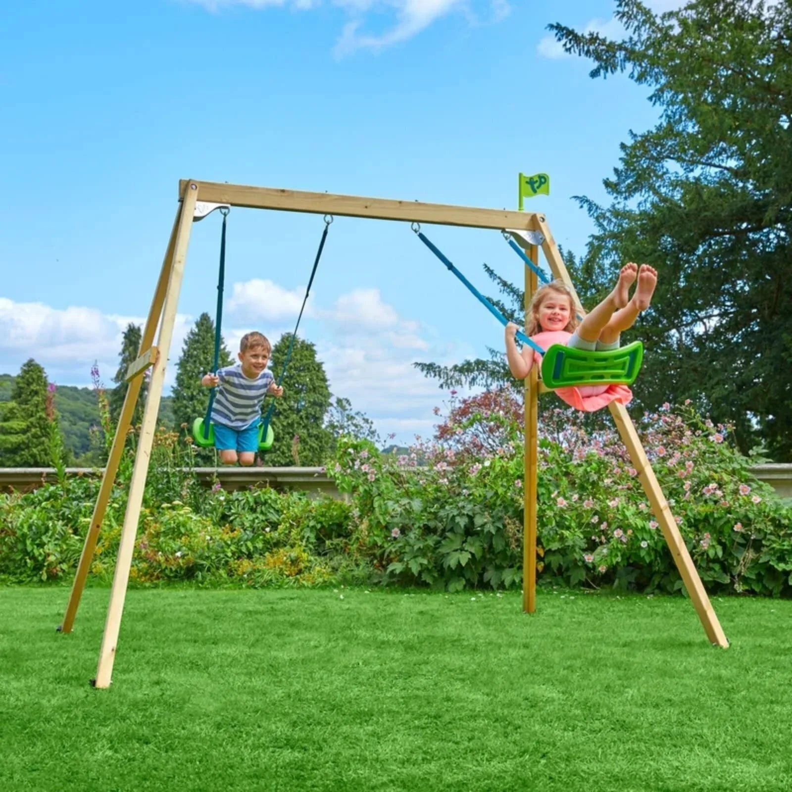 TP Forest Wooden Double Swing Set | Luxury Home Accessories | Heulog Glow