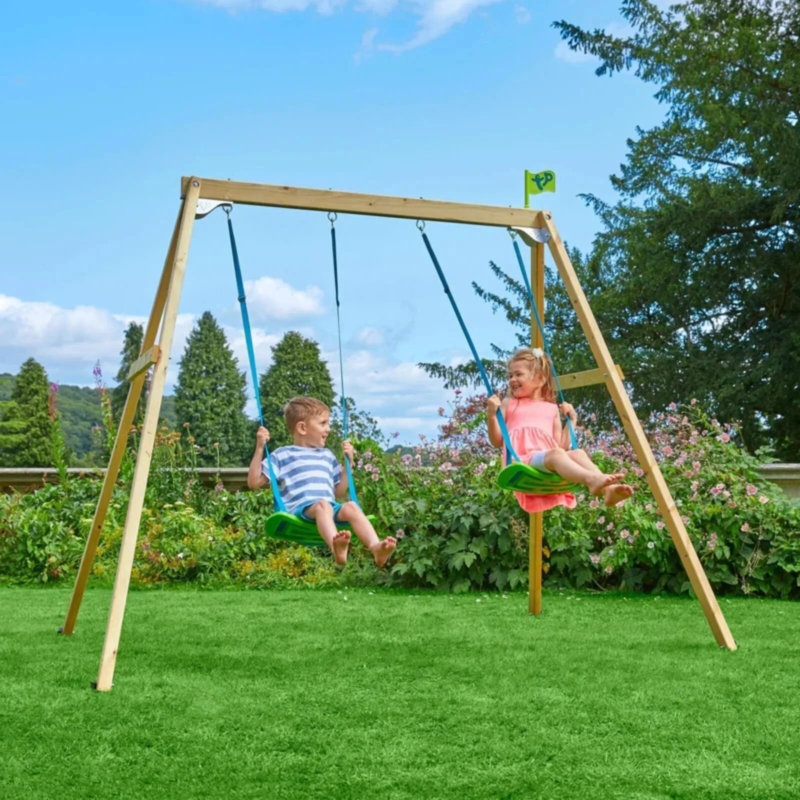 TP Forest Wooden Double Swing Set | Luxury Home Accessories | Heulog Glow