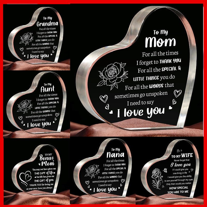 Transparent Love Acrylic Mother's Day Gift Table Decorative Ornaments | Luxury Home Accessories | Heulog Glow