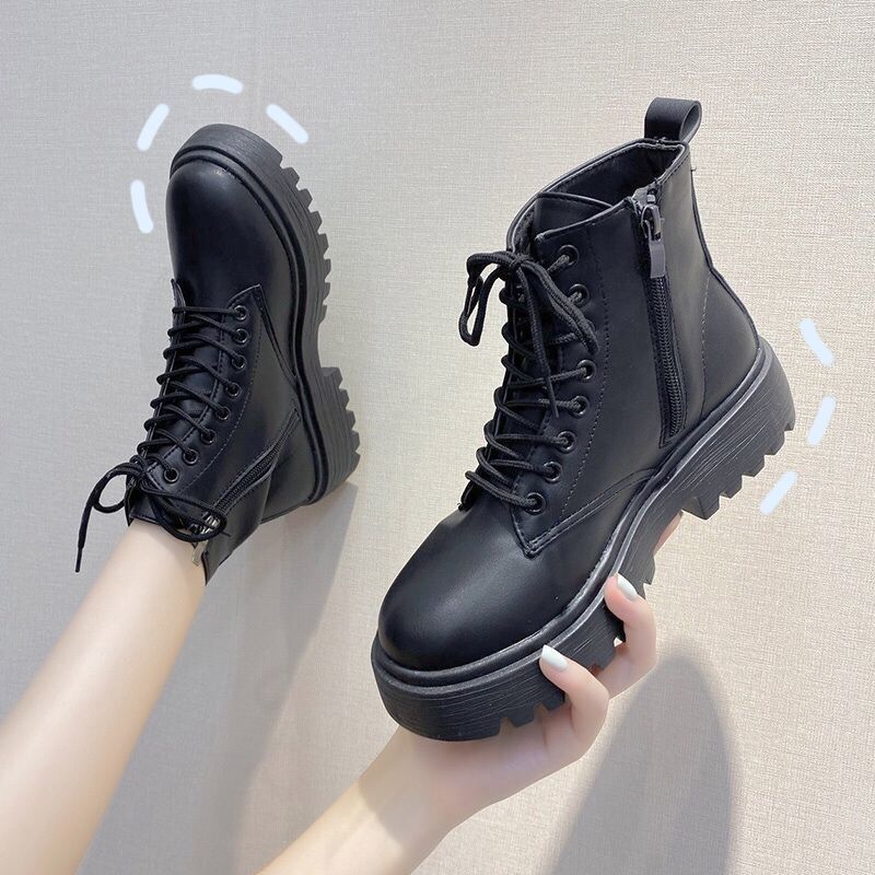 Trendy Korean Black All Match Thick Soled Motorcycle Boots | Luxury Home Accessories | Heulog Glow