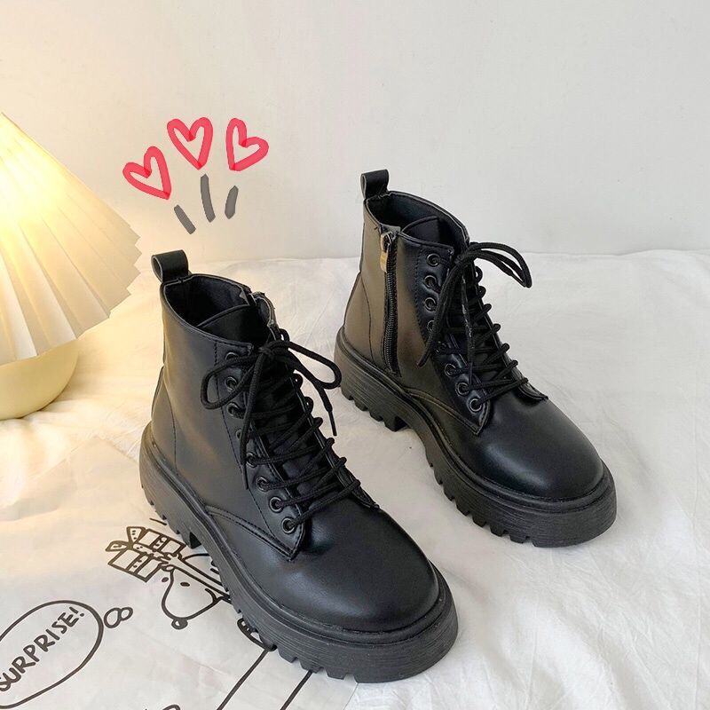 Trendy Korean Black All Match Thick Soled Motorcycle Boots | Luxury Home Accessories | Heulog Glow