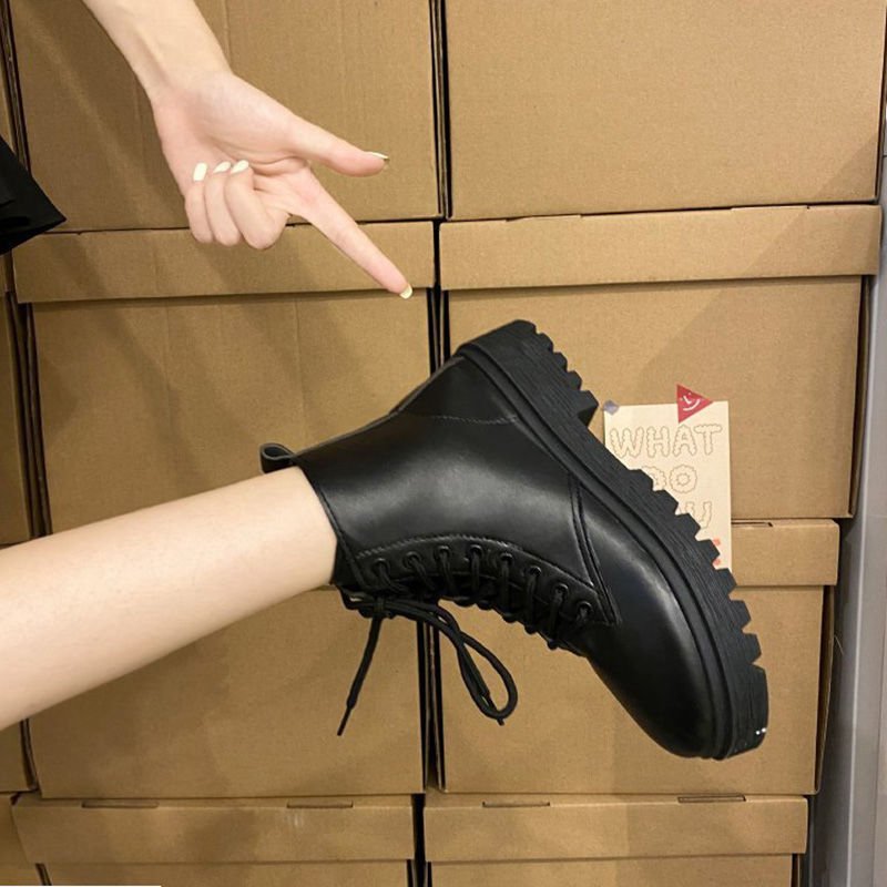 Trendy Korean Black All Match Thick Soled Motorcycle Boots | Luxury Home Accessories | Heulog Glow