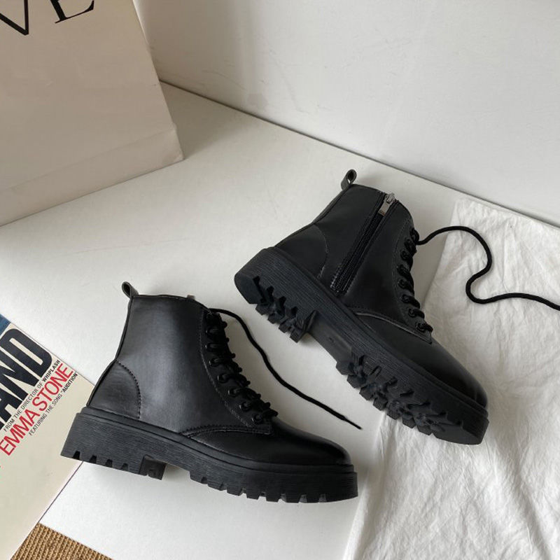 Trendy Korean Black All Match Thick Soled Motorcycle Boots | Luxury Home Accessories | Heulog Glow