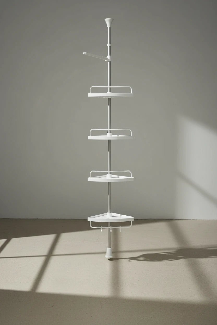 Triangle Telescopic Corner Shower Rack - 4-Tier Shower Storage Savings | Luxury Home Accessories | Heulog Glow