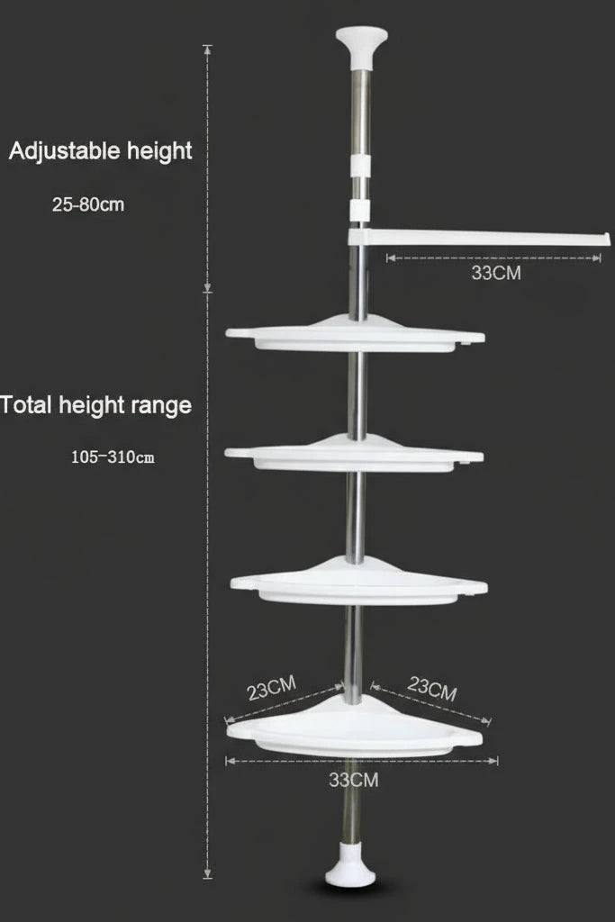 Triangle Telescopic Corner Shower Rack - 4-Tier Shower Storage Savings | Luxury Home Accessories | Heulog Glow