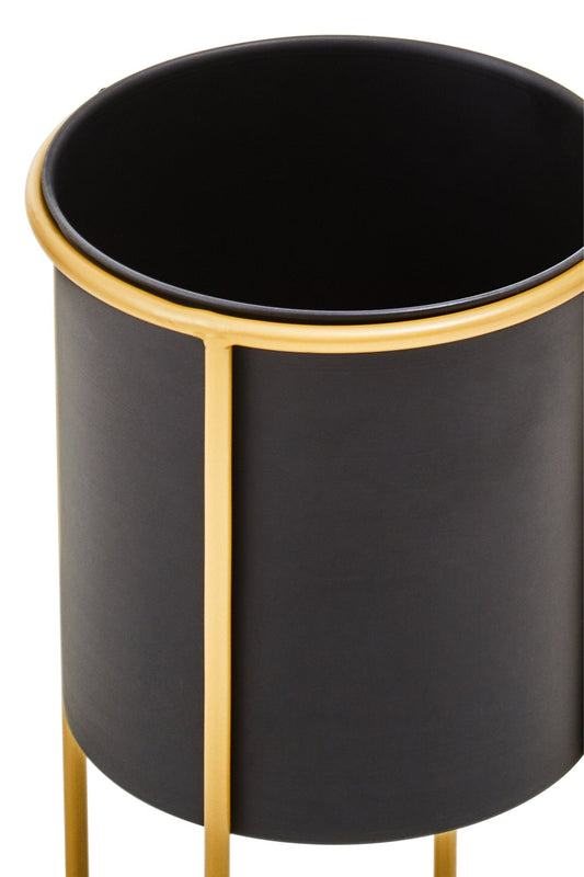 Trosa Large Black And Gold Floor Standing Planter | Luxury Home Accessories | Heulog Glow