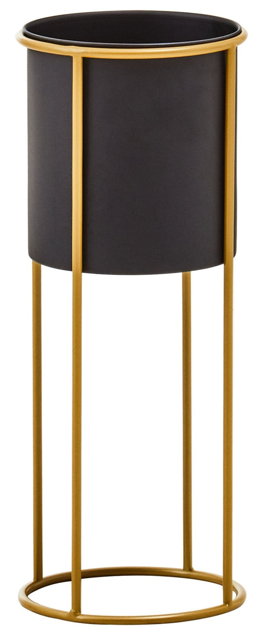 Trosa Large Black And Gold Floor Standing Planter | Luxury Home Accessories | Heulog Glow