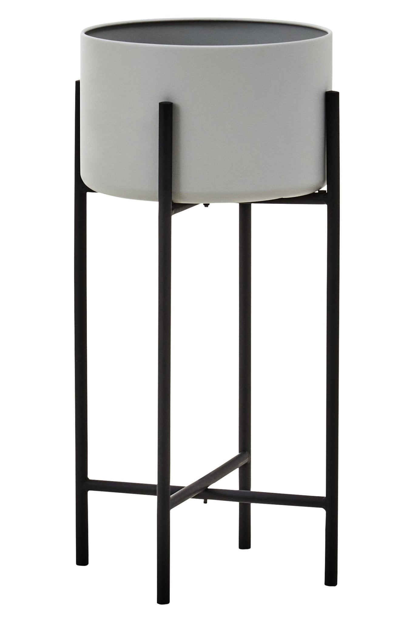 Trosa Large Grey And Black Floor Standing Planter | Luxury Home Accessories | Heulog Glow
