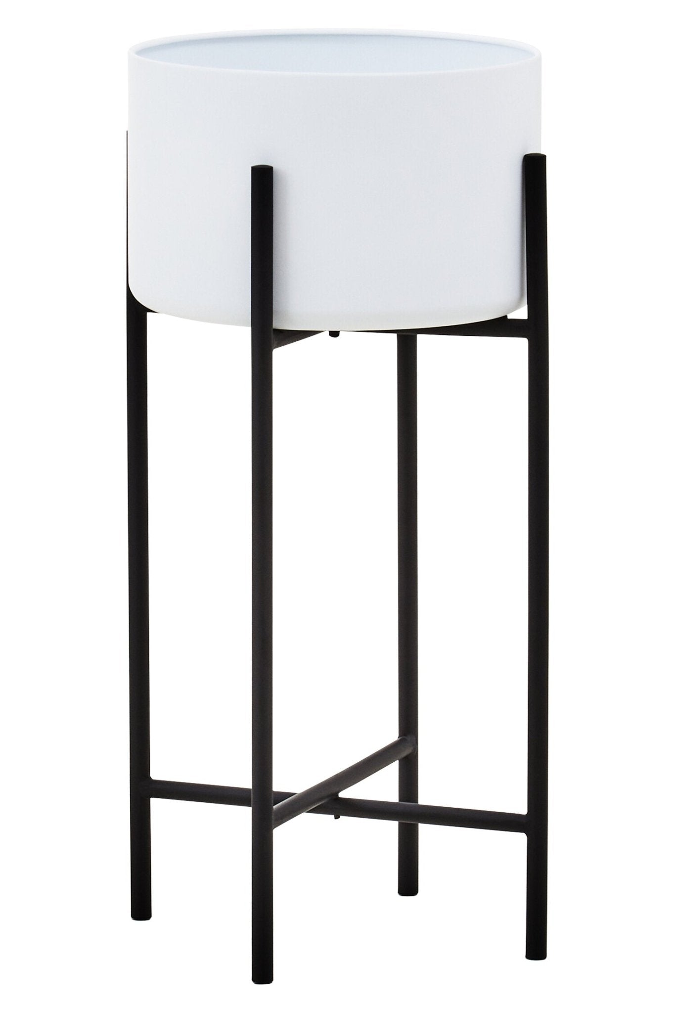 Trosa Large White And Black Floor Standing Planter | Luxury Home Accessories | Heulog Glow