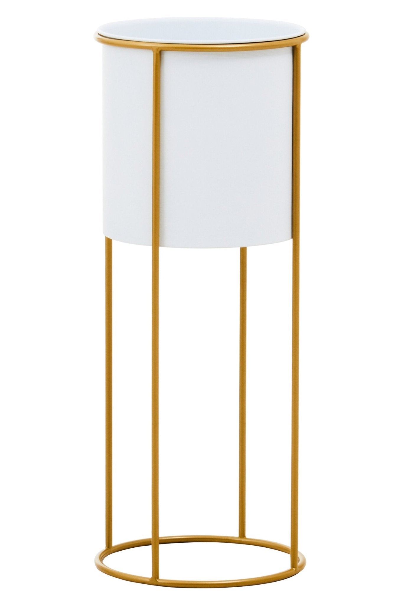 Trosa Large White And Gold Floor Standing Planter | Luxury Home Accessories | Heulog Glow