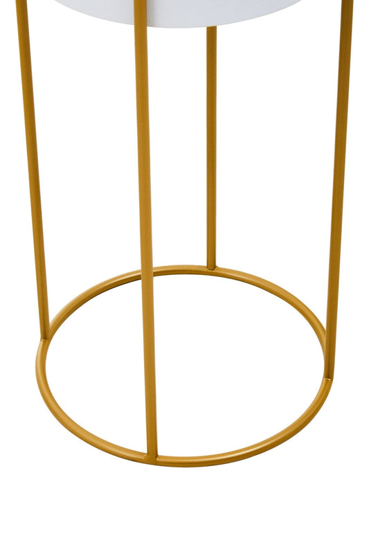 Trosa Large White And Gold Floor Standing Planter | Luxury Home Accessories | Heulog Glow