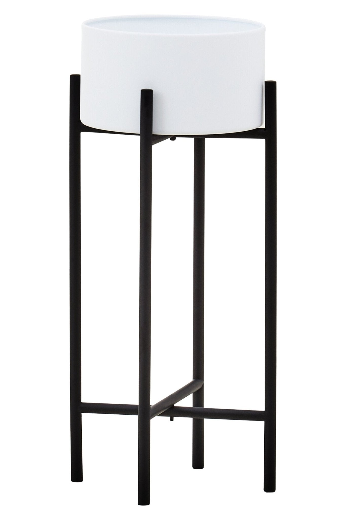 Trosa Small White And Black Floor Standing Planter | Luxury Home Accessories | Heulog Glow