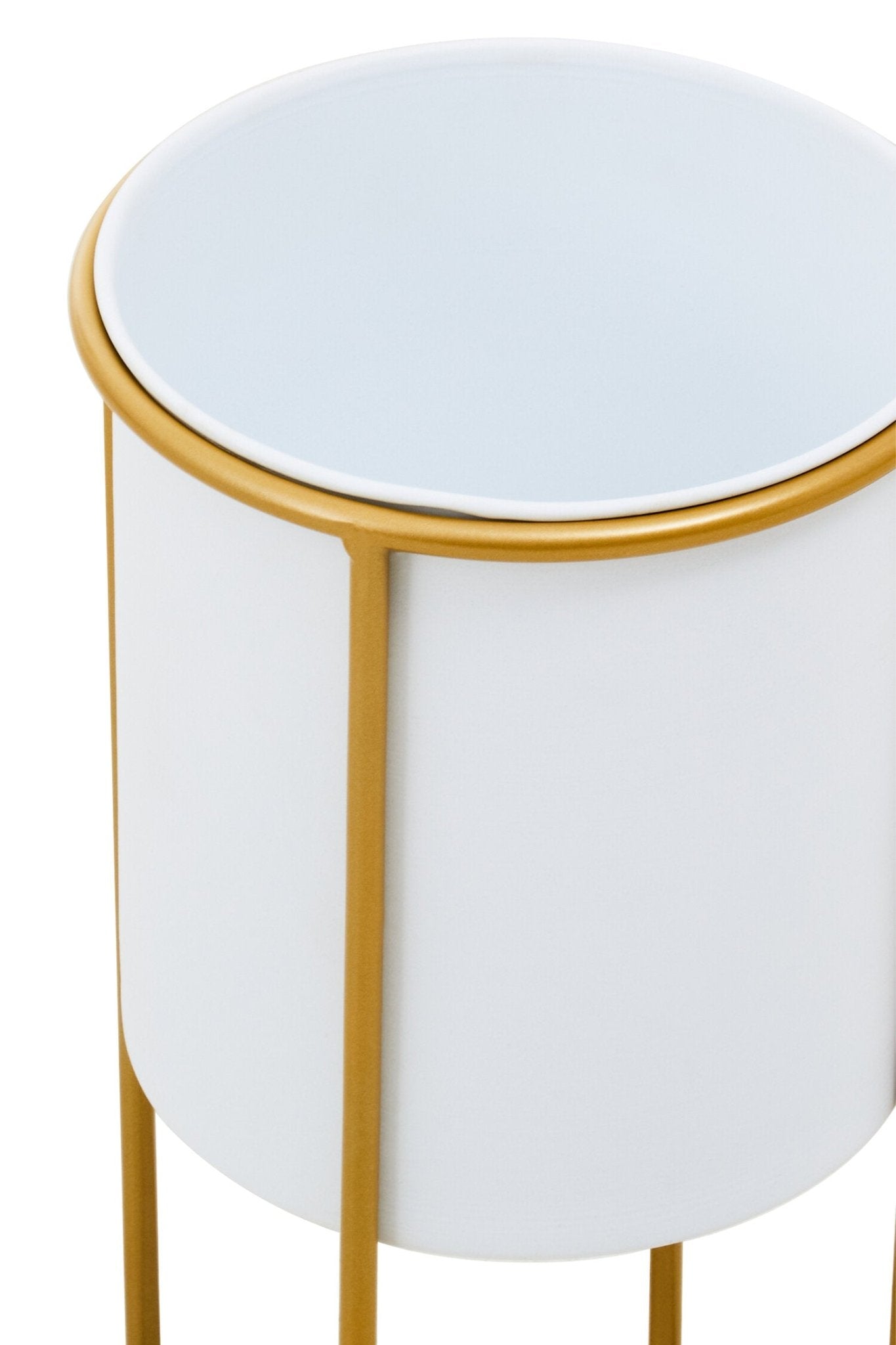 Trosa Small White And Gold Floor Standing Planter | Luxury Home Accessories | Heulog Glow