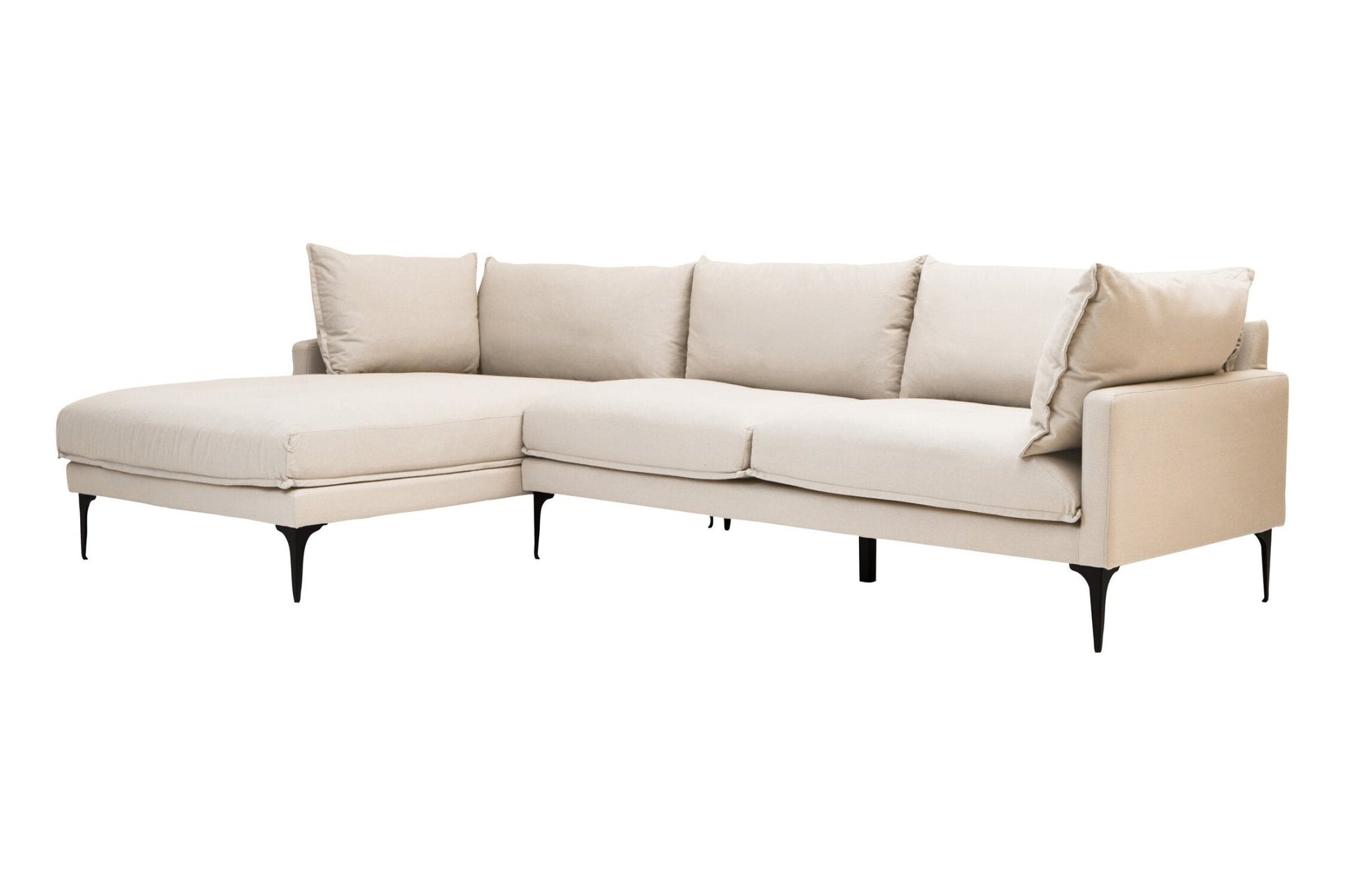 Troyes Cream Three Seat Left Chaise Sofa | Luxury Home Accessories | Heulog Glow