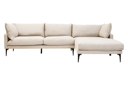 Troyes Cream Three Seat Right Chaise Sofa | Luxury Home Accessories | Heulog Glow