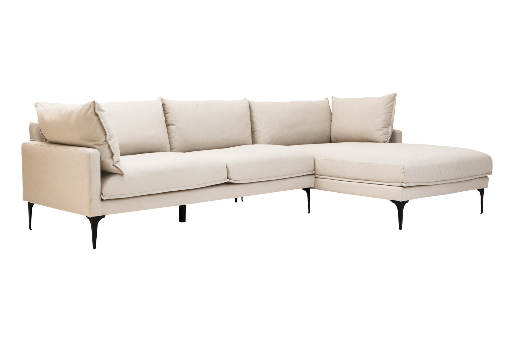 Troyes Cream Three Seat Right Chaise Sofa | Luxury Home Accessories | Heulog Glow