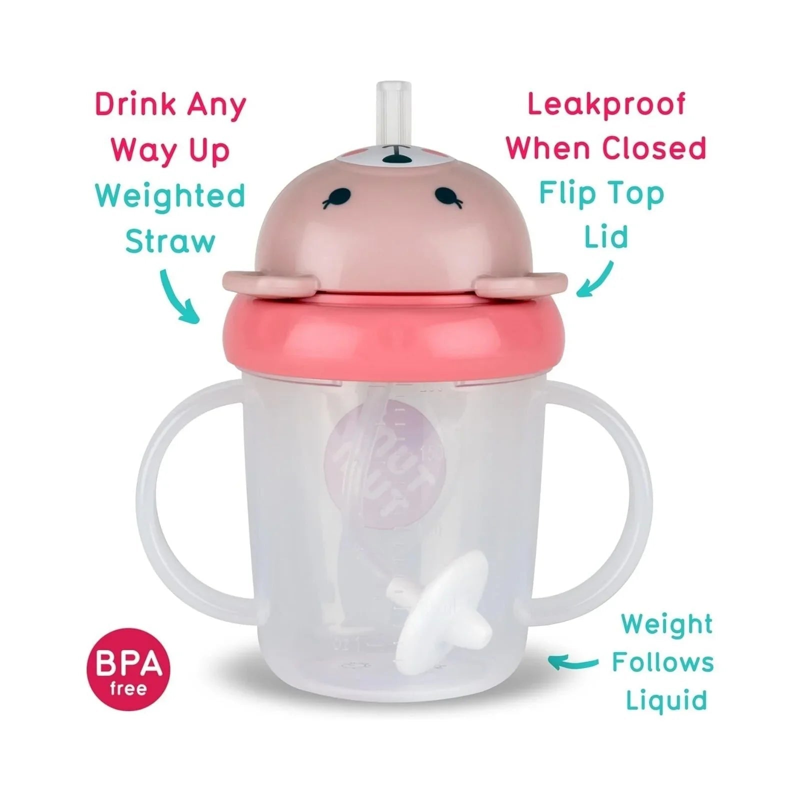 TUM TUM Betsy Bear Tippy Up Cup - Pink | Luxury Home Accessories | Heulog Glow
