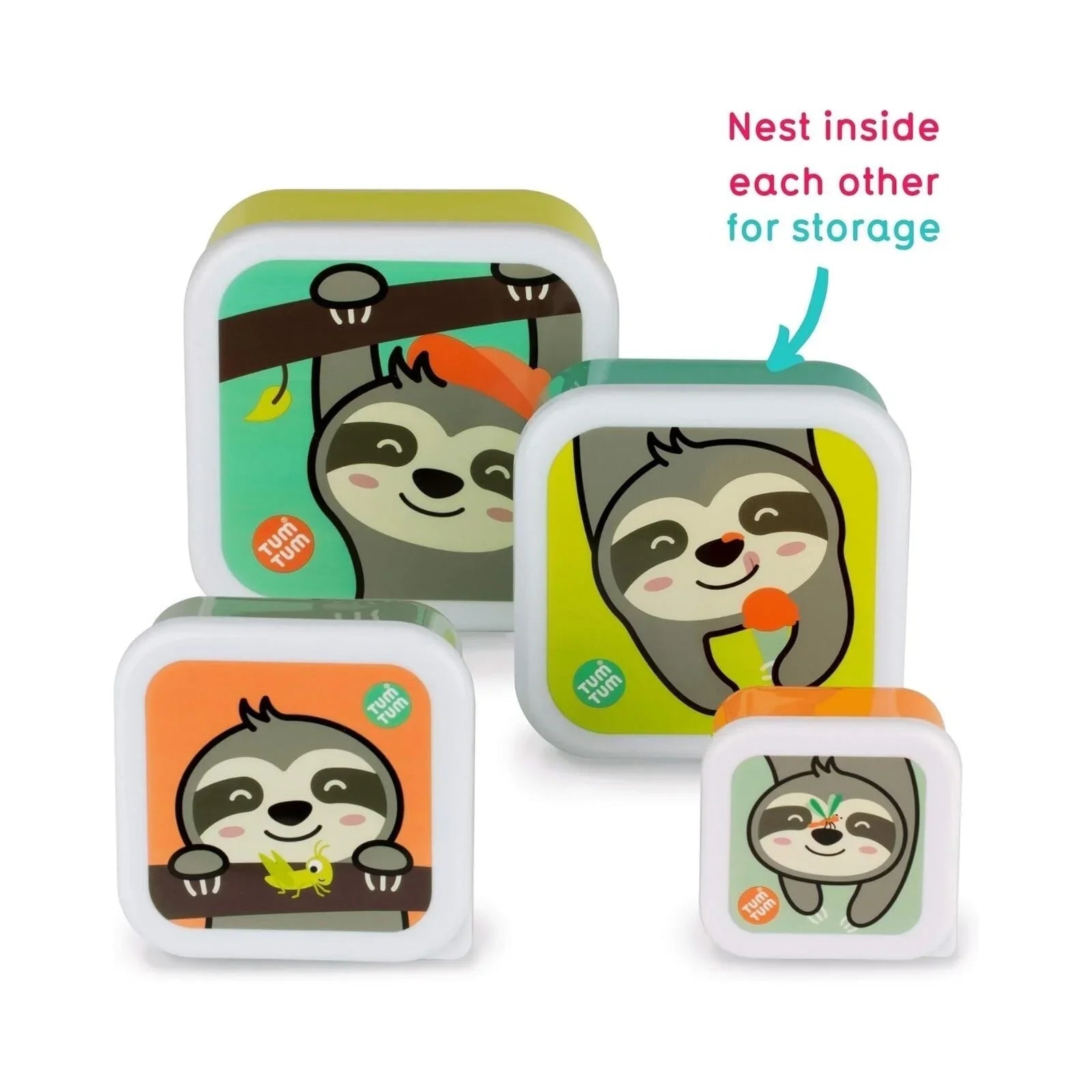 TUM TUM Nesting Snack Pots Pack of 4 - Stanley Sloth | Luxury Home Accessories | Heulog Glow