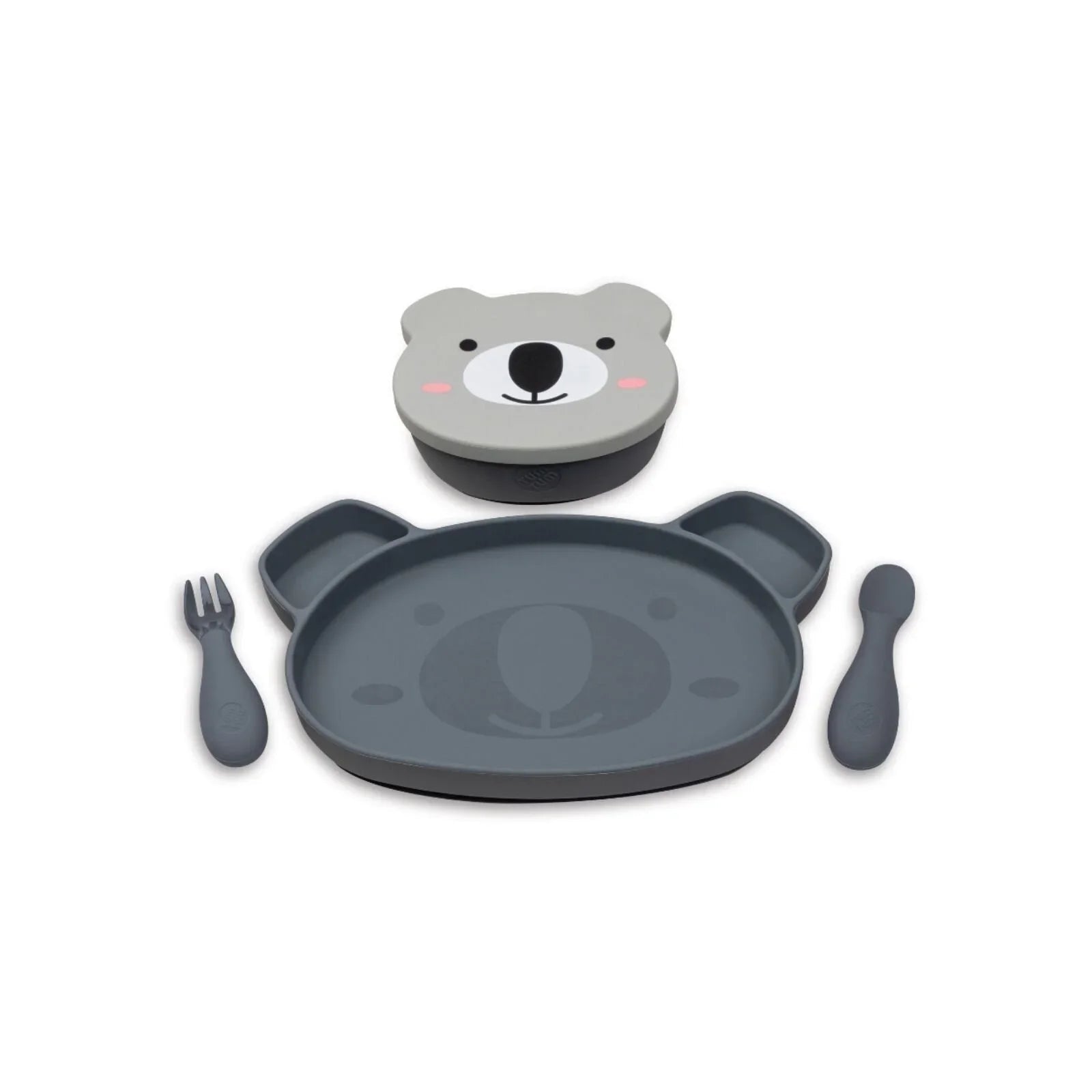 TUM TUM Silicone Weaning Bowl & Spoon Set Kev Koala - Grey | Luxury Home Accessories | Heulog Glow