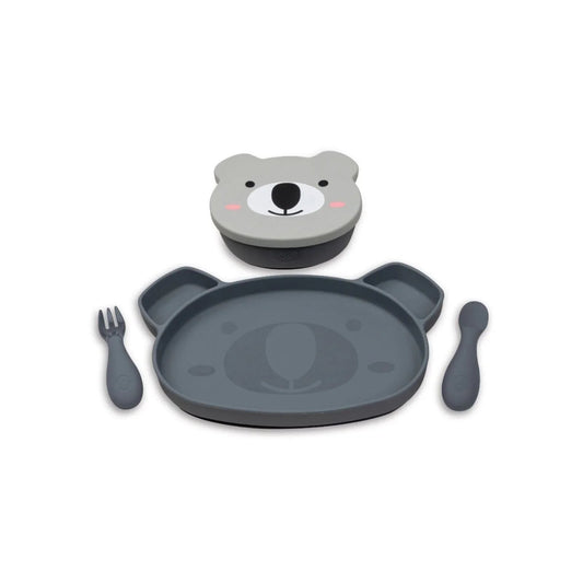TUM TUM Silicone Weaning Bowl & Spoon Set Kev Koala - Grey | Luxury Home Accessories | Heulog Glow
