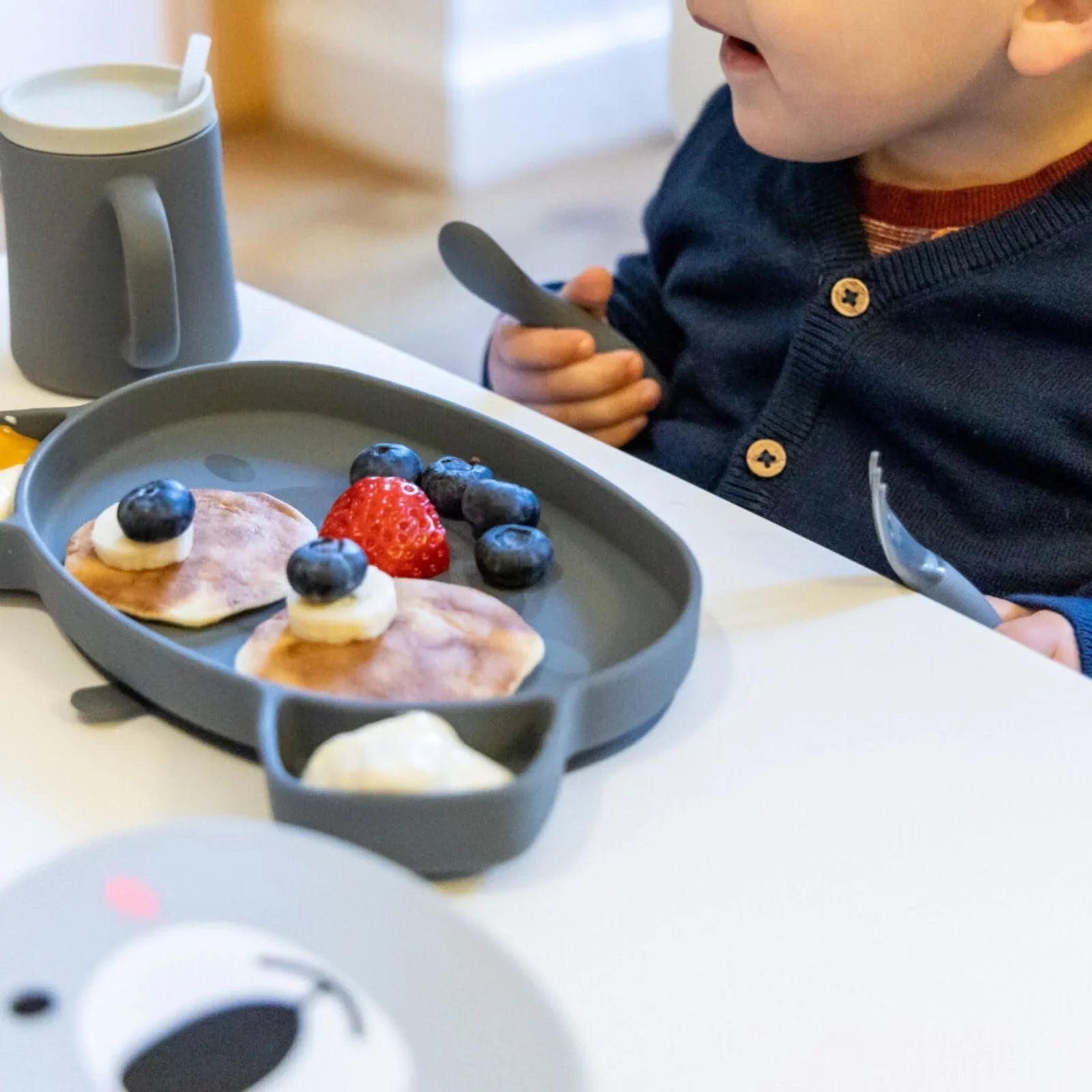 TUM TUM Silicone Weaning Bowl & Spoon Set Kev Koala - Grey | Luxury Home Accessories | Heulog Glow