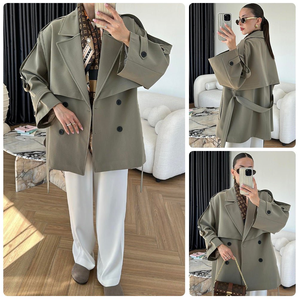 Turn-down Collar Fitted Waist Figure-flattering Elegant Single-breasted Trench Coat | Luxury Home Accessories | Heulog Glow