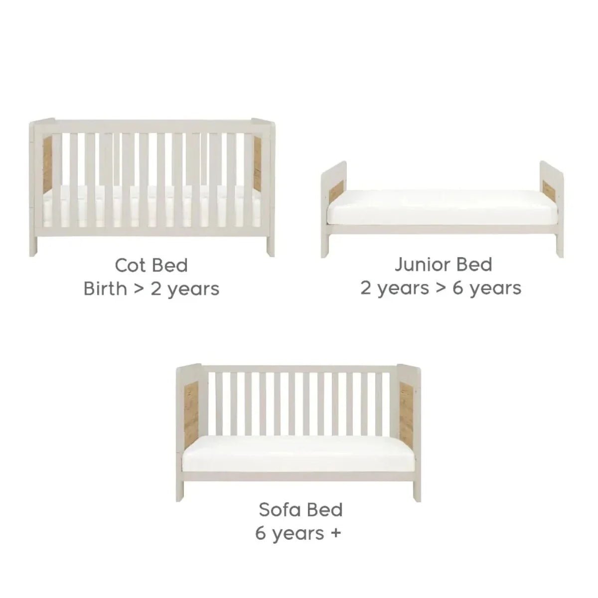 Tutti Bambini Alba Cot Bed - White Sand/Distressed Oak | Luxury Home Accessories | Heulog Glow